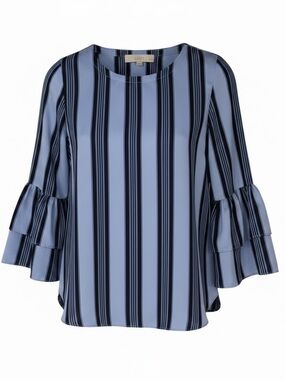 LOFT Blue Striped Blouse Top Small Petite